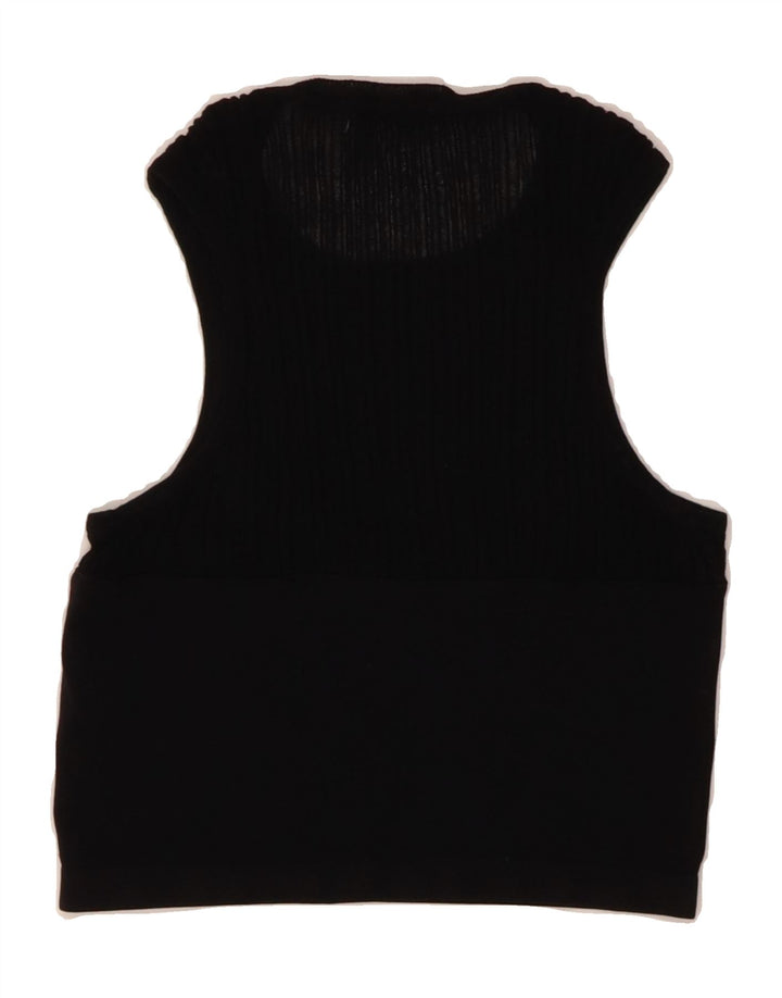 ZARA Womens Knit Crop Top UK 12 Medium Black Vintage Zara and Second-Hand Zara from Messina Hembry 