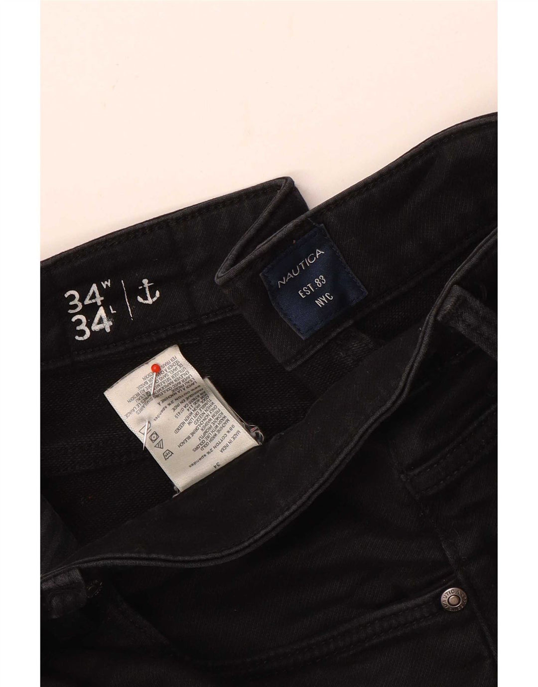 Мужские узкие джинсы Nautica W34 L26, черный хлопок