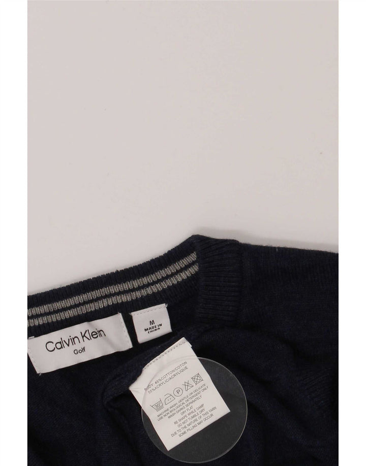 Мужской джемпер с v-образным вырезом для гольфа Calvin Klein, средний темно-синий хлопковый свитер