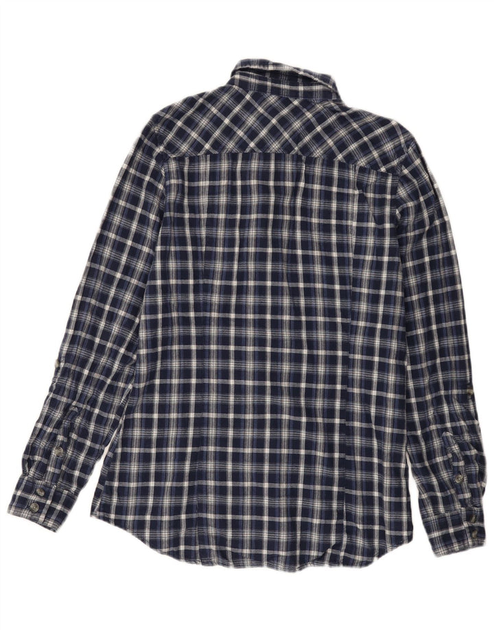 Женская фланелевая рубашка Eddie Bauer UK 14, средний темно-синий цвет в клетку, хлопок