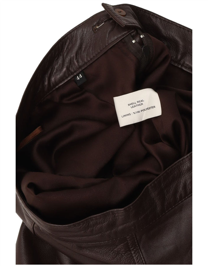 Юбка женская кожаная VINTAGE IT 44 Medium W28 Коричневая кожа