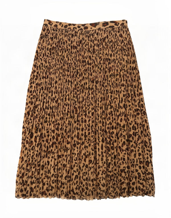 Женская юбка-трапеция Marks & Spencer UK 12 Medium W30 Бежевая с животным принтом