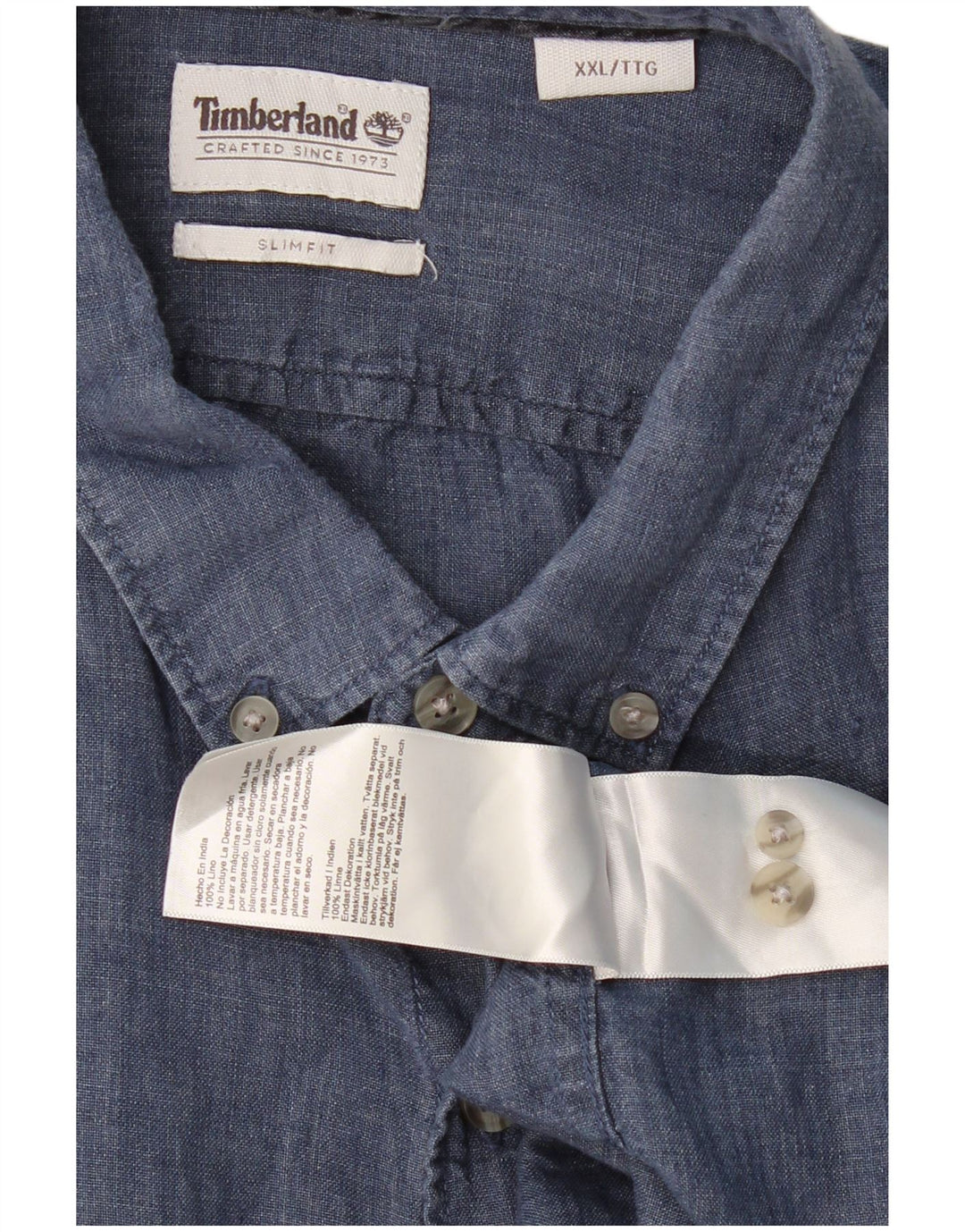 TIMBERLAND Мужская рубашка приталенного кроя 2XL темно-синяя льняная