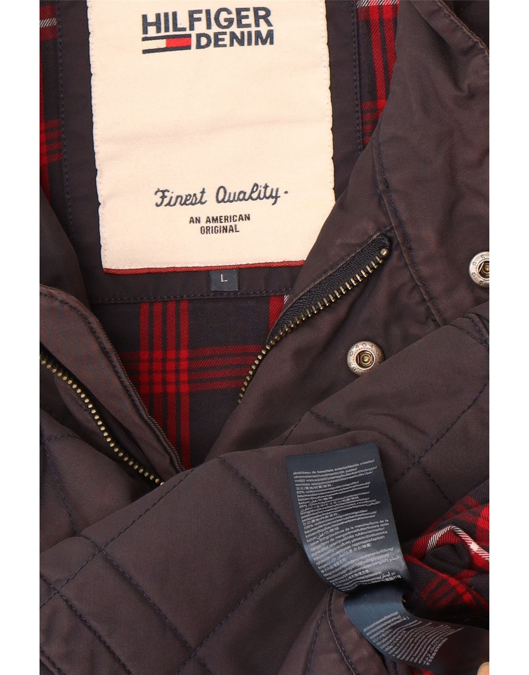TOMMY HILFIGER Mens Quilted Jacket UK 40 Large Navy Blue Cotton