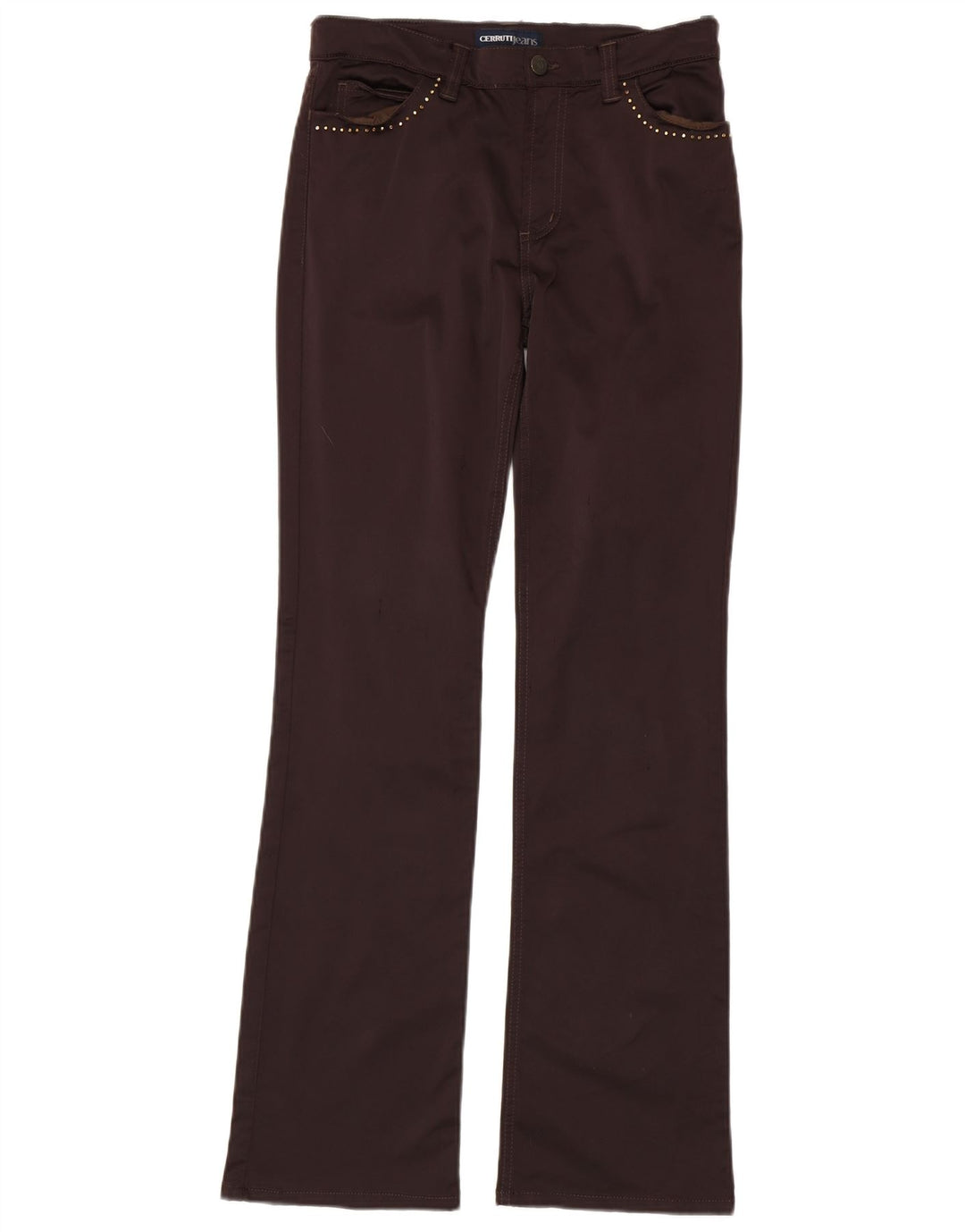 Cerruti 1881 Женские повседневные брюки Bootcut W28 L31 Коричневые полиамидные брюки
