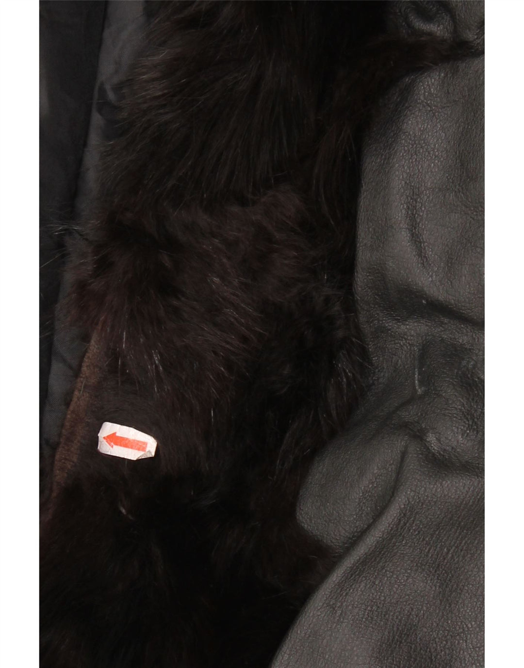 Винтажная женская меховая кожаная куртка UK 14, средний черный