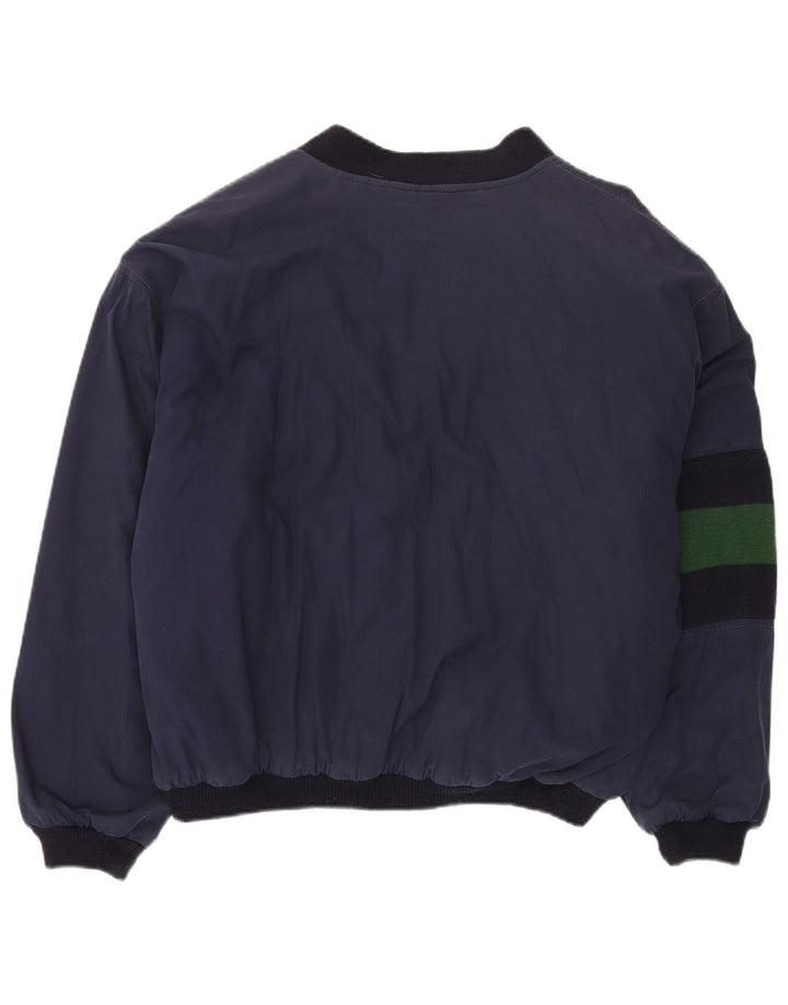 VINTAGE Мужской бомбер UK 42 XL Темно-синий с цветными блоками