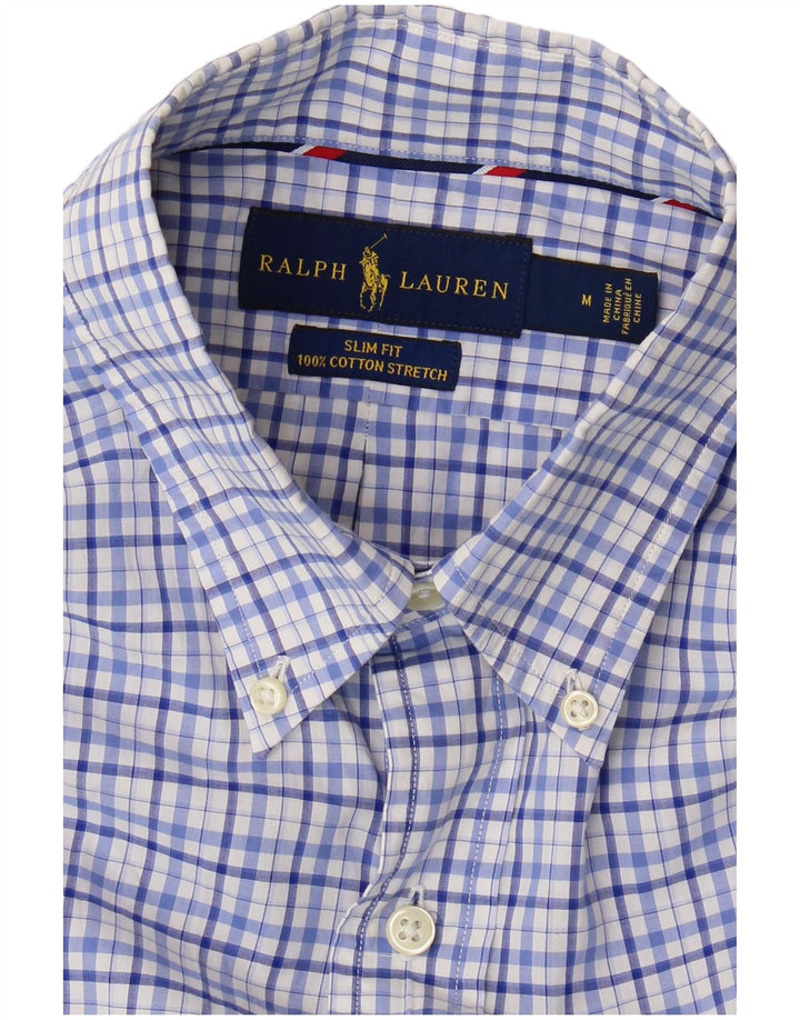 Мужская рубашка приталенного кроя Ralph Lauren, хлопковая синяя клетка среднего размера