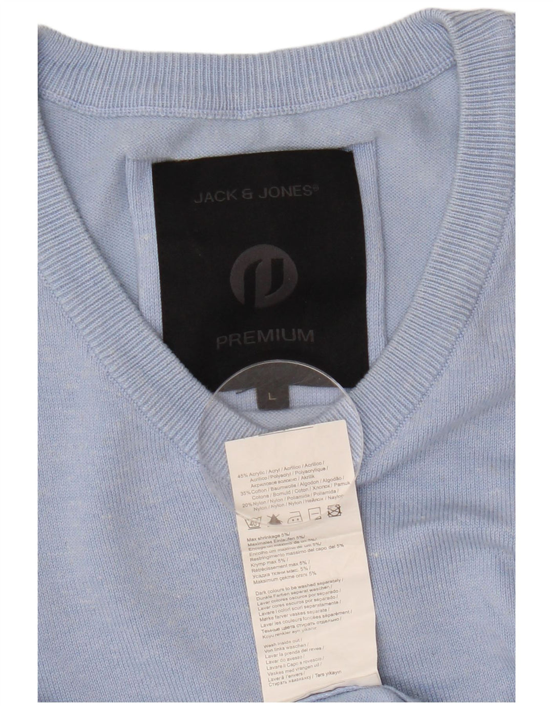 Мужской джемпер с v-образным вырезом JACK & JONES, большой синий акрил