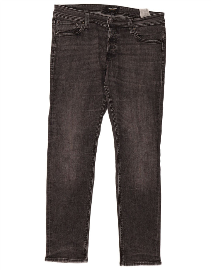 JACK & JONES Мужские узкие джинсы GLENN W34 L32 Серые хлопковые