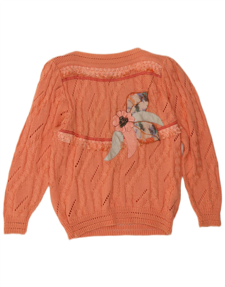 Винтажный женский джемпер с вырезом «лодочка» с рисунком IT 42, средний оранжевый