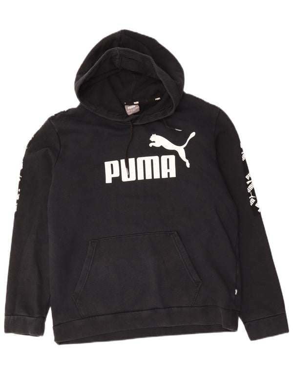 Мужской джемпер с капюшоном Puma, черный, хлопковый, среднего размера