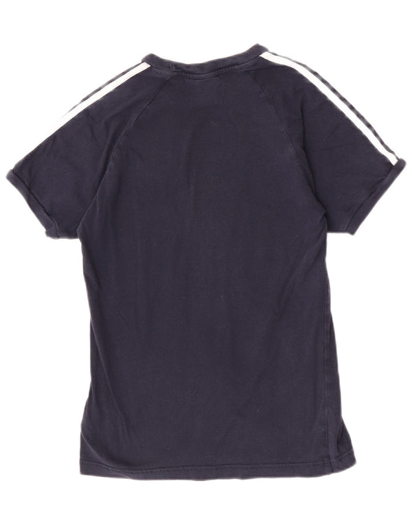 Adidas Womens Graphic T-Shirt Top UK 10 Small Navy Blue Cotton