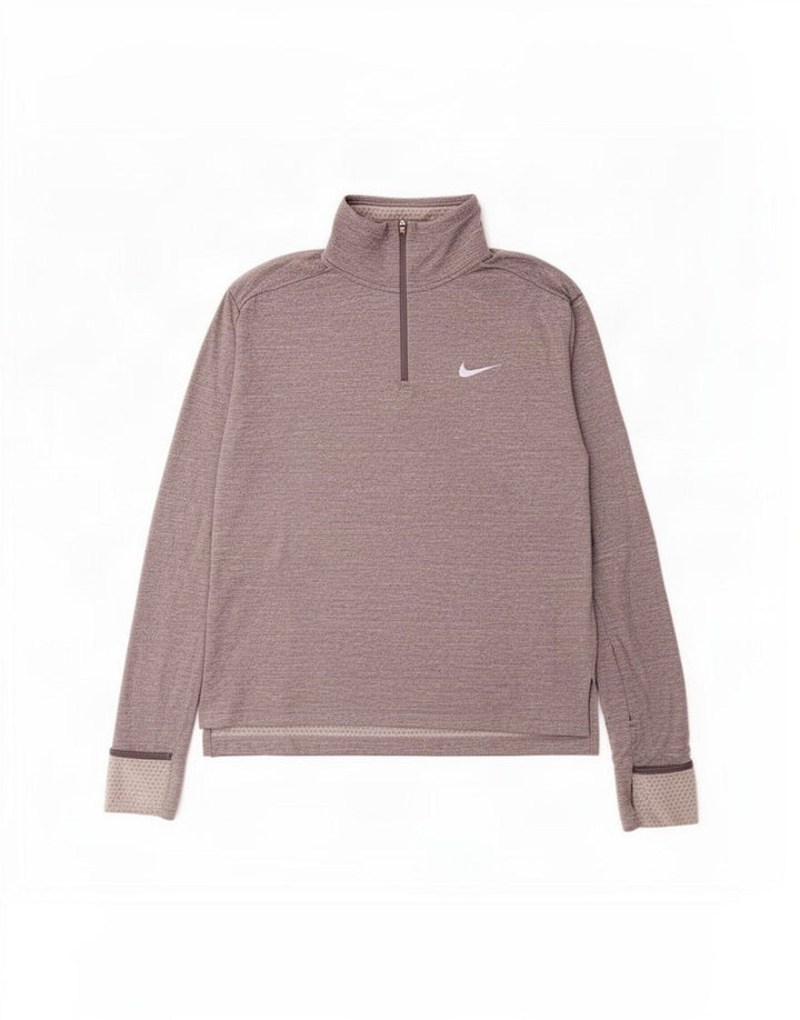Мужской пуловер с воротником на молнии Nike Dri Fit, спортивный костюм среднего серого цвета из полиэстера