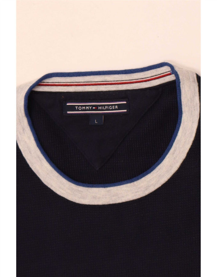Мужской топ Tommy Hilfiger с длинным рукавом, большой, темно-синий, цветных блоков