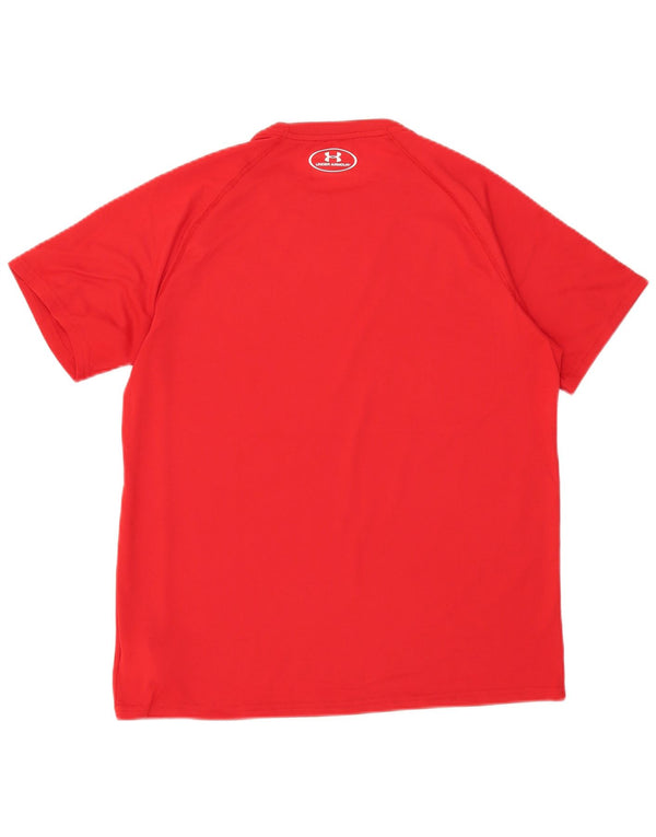 Under Armour Mens Heat Gear T-Shirt Top Medium Red Polyester