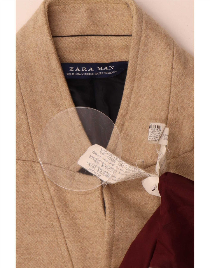 Мужское пальто Zara UK 38, средний бежевый, шерсть
