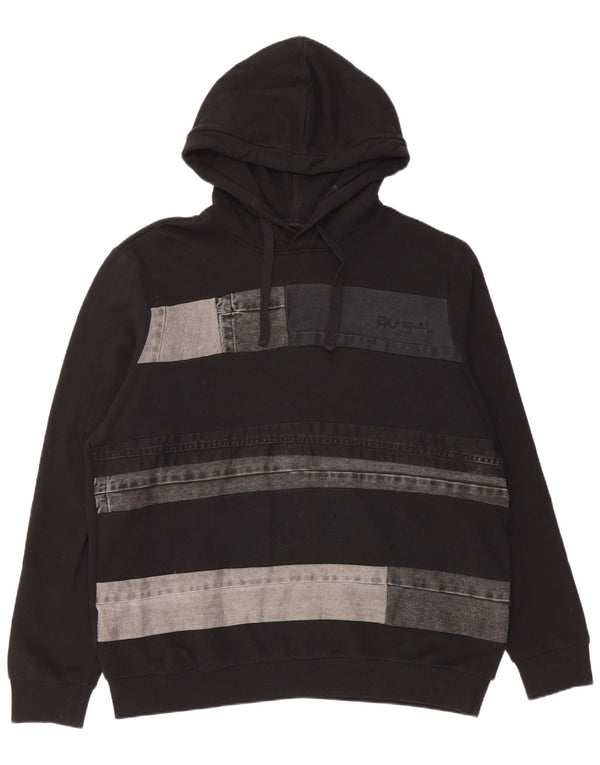 Мужской джемпер с капюшоном Desigual 2XL, черный, хлопок с цветными блоками