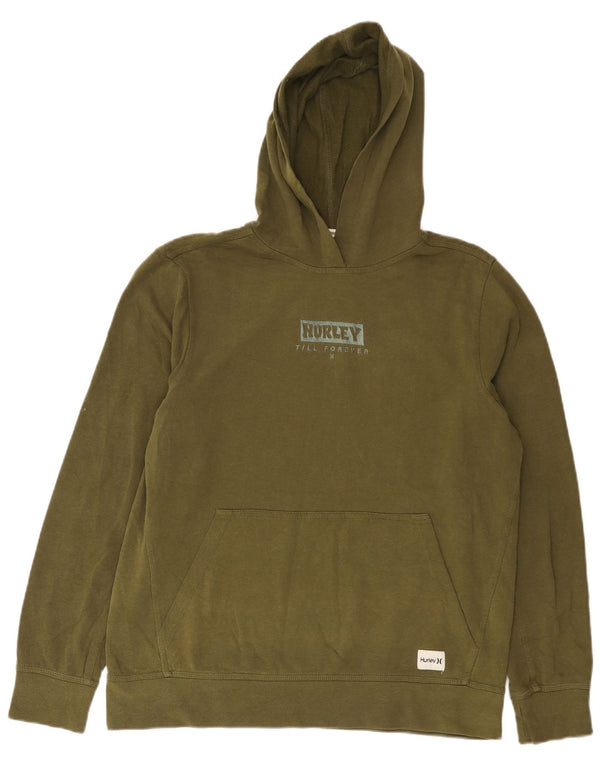 Hurley Mens Graphic Hoodie Jumper Medium Khaki Cotton