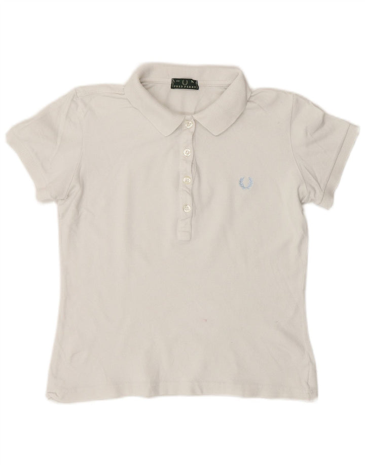 Женская укороченная рубашка-поло Fred Perry UK 12, средний белый хлопок, белый цвет