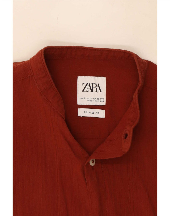 Мужская рубашка свободного кроя Zara, маленькая темно-бордовая
