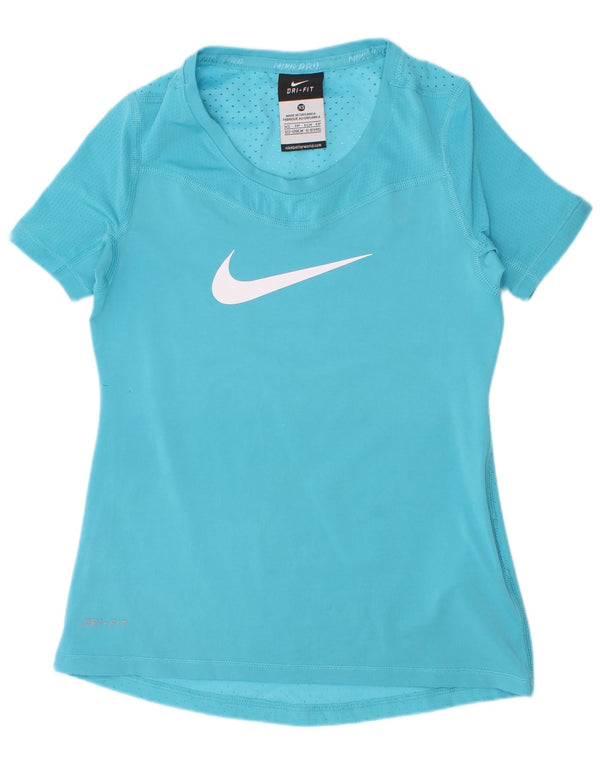 Футболка с рисунком Nike для девочек, топ 6–7 лет, XS, синий полиэстер