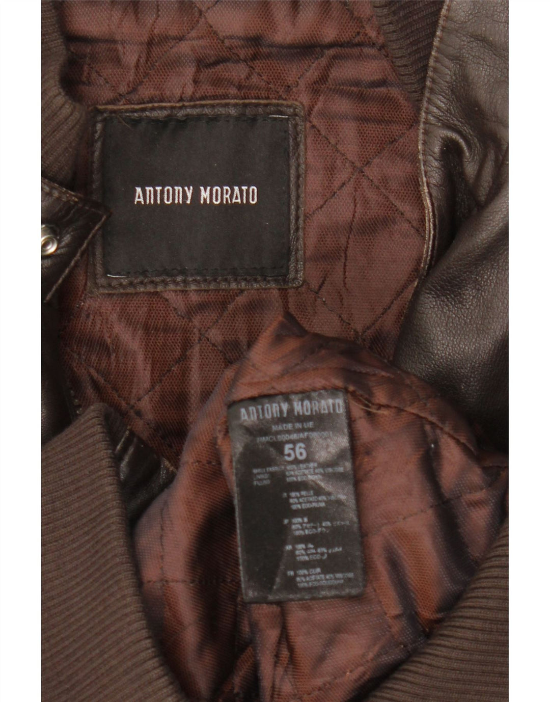 Мужская кожаная куртка Antony Morato UK 40, большая коричневая кожа