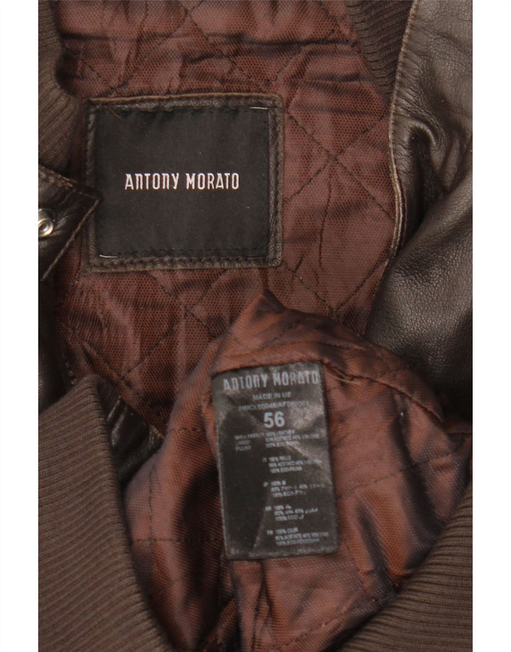 Мужская кожаная куртка Antony Morato UK 40, большая коричневая кожа