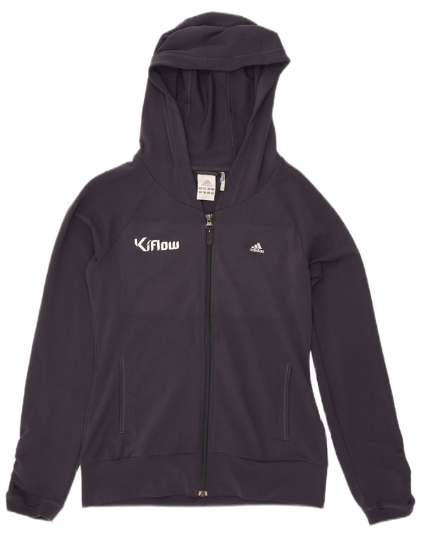 Женский свитер с капюшоном Adidas на молнии с графическим рисунком UK 12, средний темно-синий, полиэстер