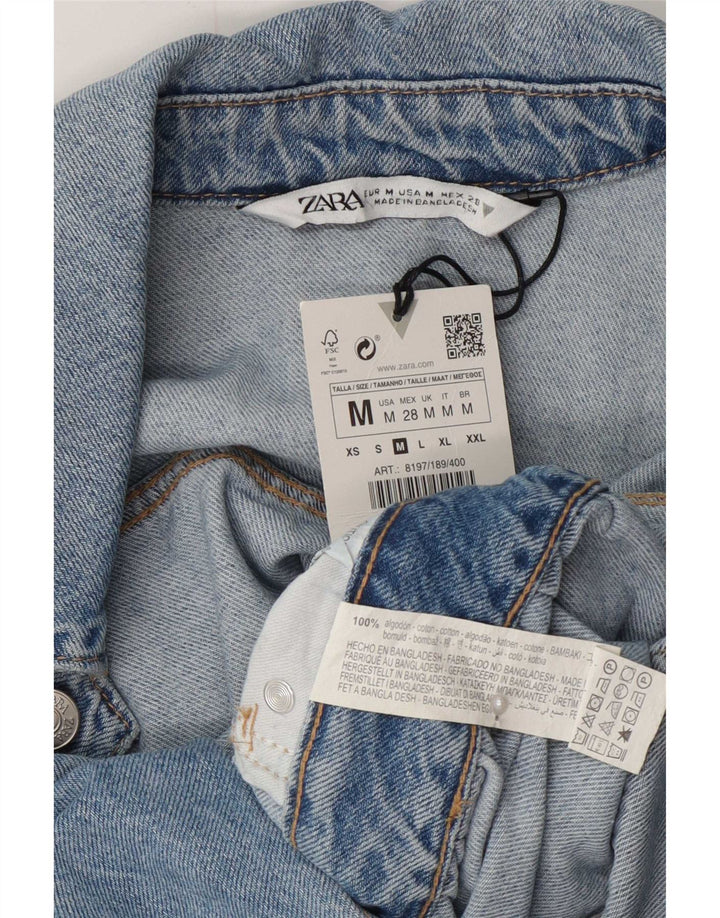 Женский джинсовый комбинезон Zara UK 12, хлопок среднего синего цвета