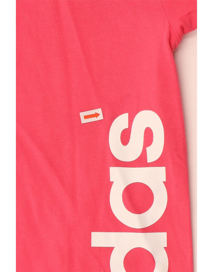 Футболка ADIDAS с рисунком Climalite для девочек, топ 13–14 лет, розовый хлопок