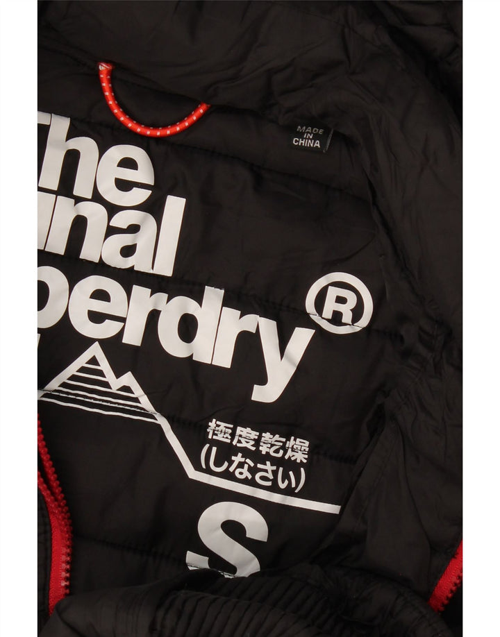 Женская утепленная куртка с капюшоном Superdry UK 10, маленький черный полиэстер
