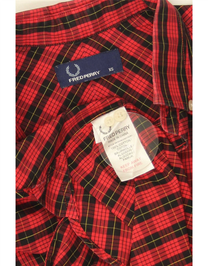 Мужская рубашка Fred Perry XS в красную клетку из хлопка