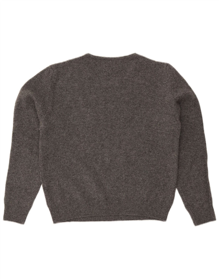 ВИНТАЖНЫЙ женский джемпер с круглым вырезом, Великобритания 14, средний серый цвет Argyle/Diamond