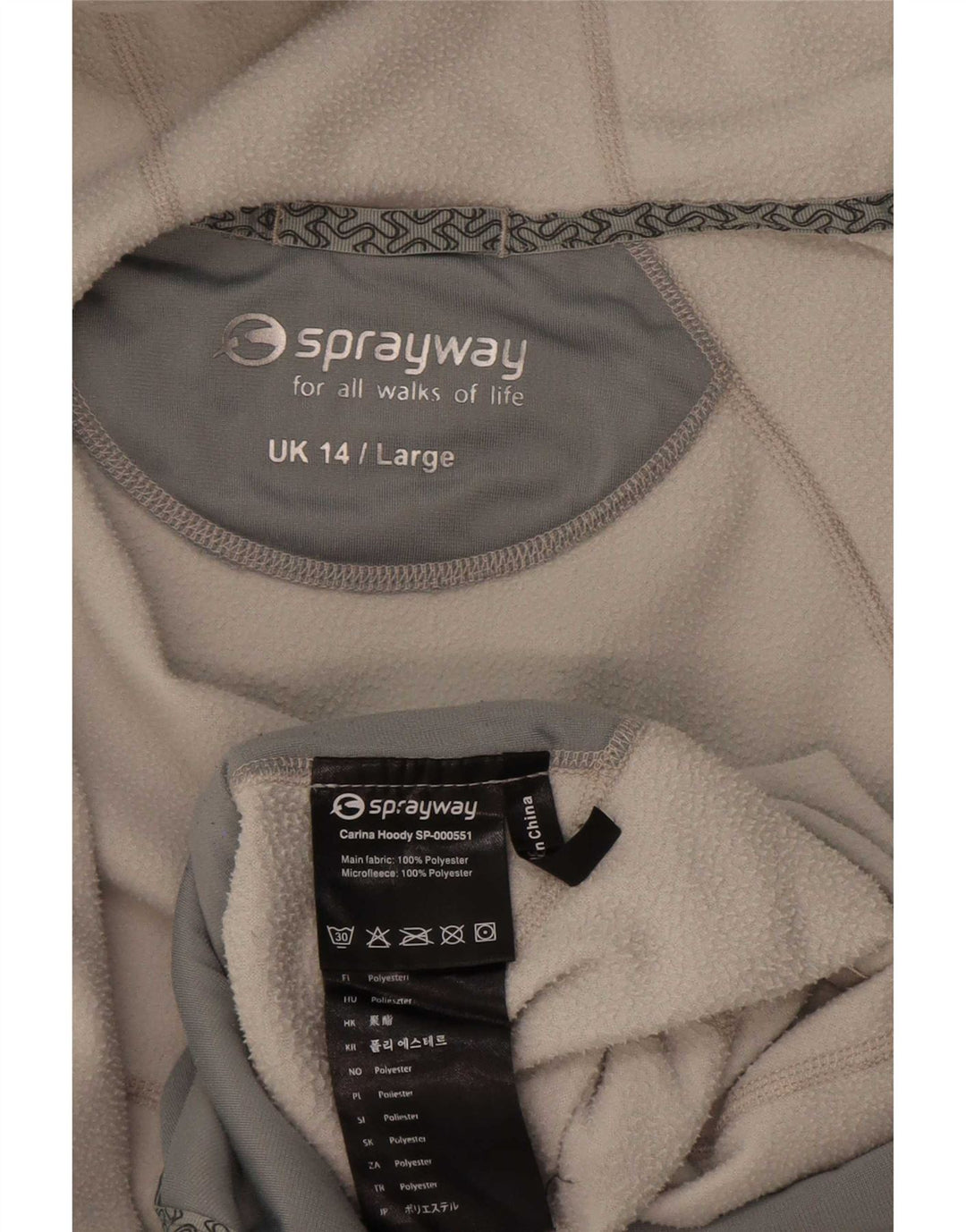 Женская флисовая куртка Sprayway с капюшоном UK 14, большой белый полиэстер