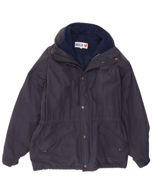 Bailo Mens Hooded Windbreaker Jacket IT 46 Small Navy Blue Cotton