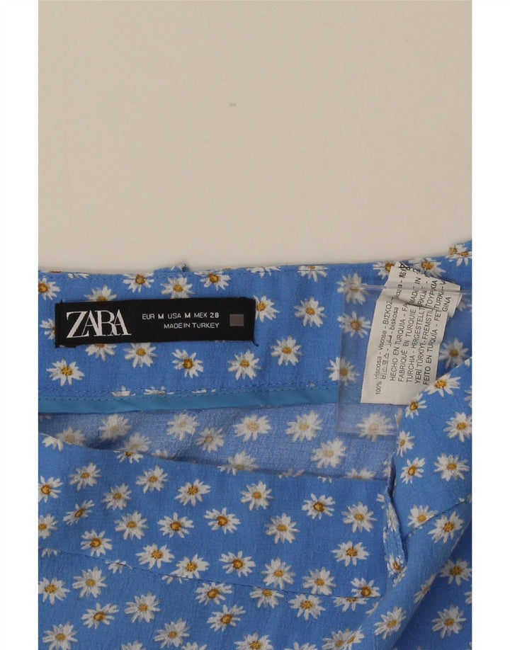 Женская мини-юбка Zara Medium W28 Синяя вискоза с цветочным принтом