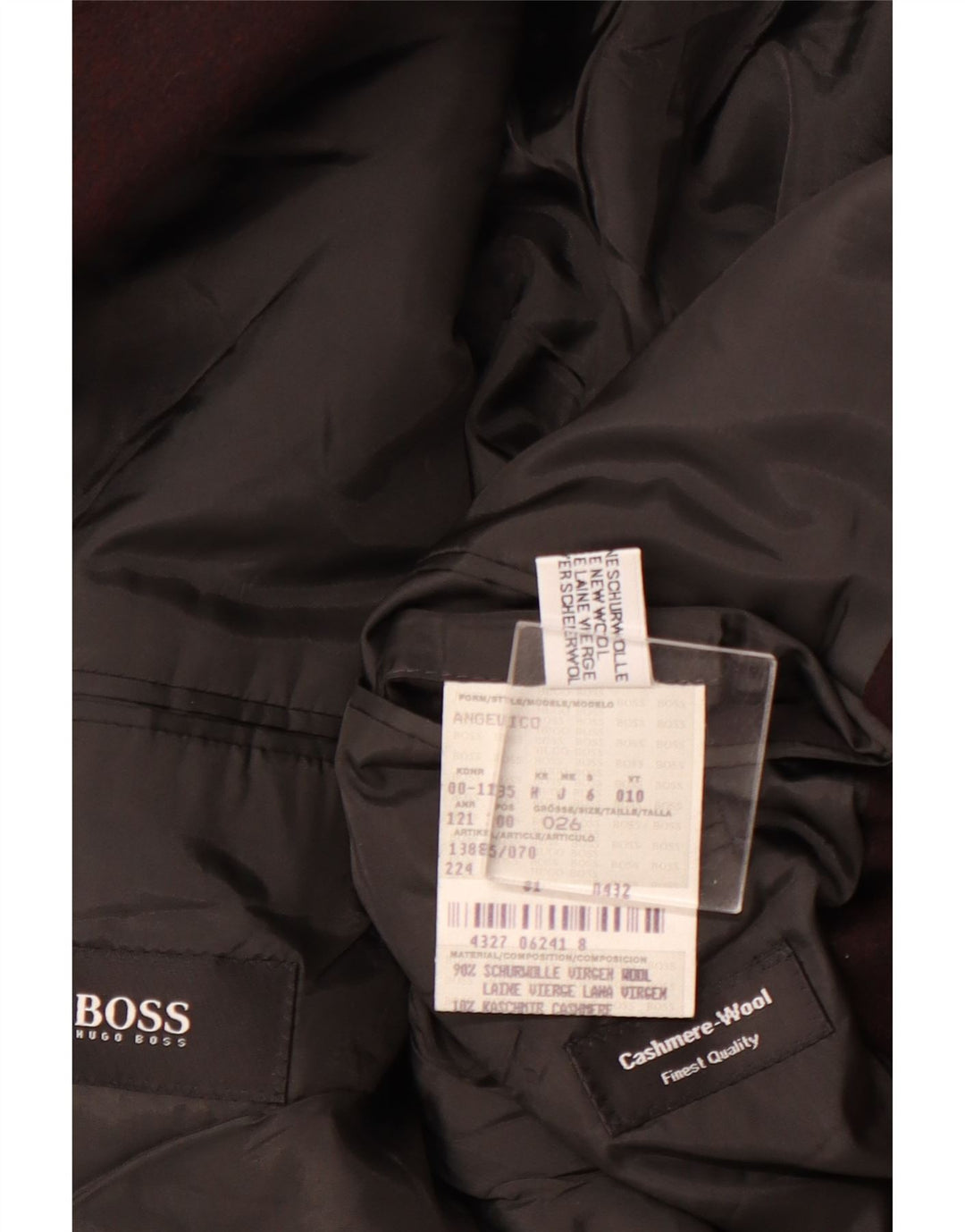 Мужской пиджак HUGO BOSS с 3 пуговицами UK 40, большой бордовый из натуральной шерсти