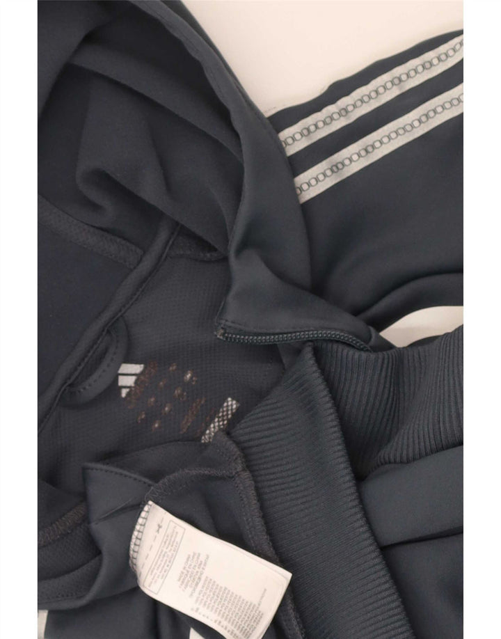 Мужской свитер с капюшоном Adidas Climalite на молнии, большой серый, полиэстер с цветными блоками