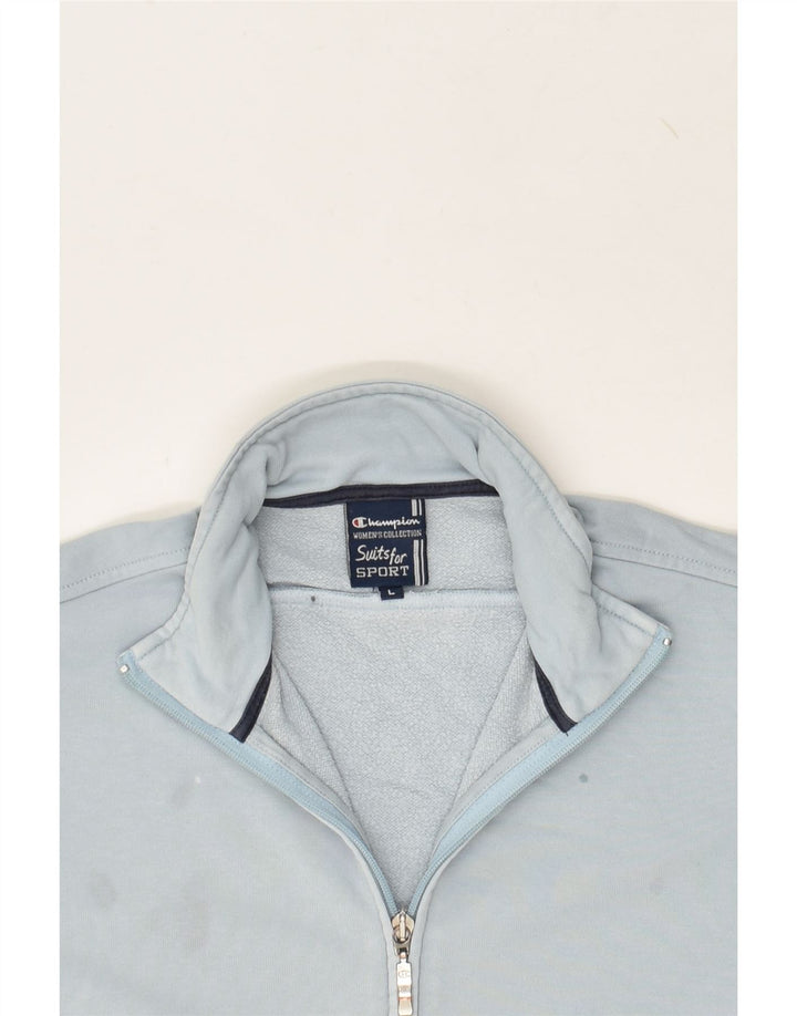 CHAMPION Womens Tracksuit Top Jacket UK 16 Large Blue Cotton | Vintage Champion | Thrift | Second-Hand Champion | Used Clothing | Messina Hembry 