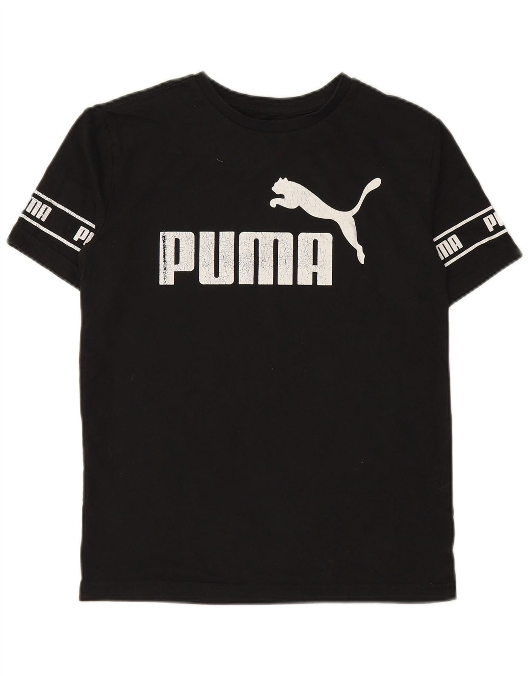 Футболка с рисунком PUMA для мальчиков, топ 13–14 лет, большой черный хлопок