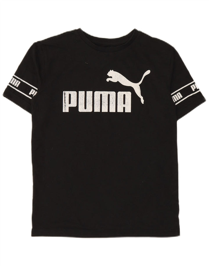 Футболка с рисунком PUMA для мальчиков, топ 13–14 лет, большой черный хлопок