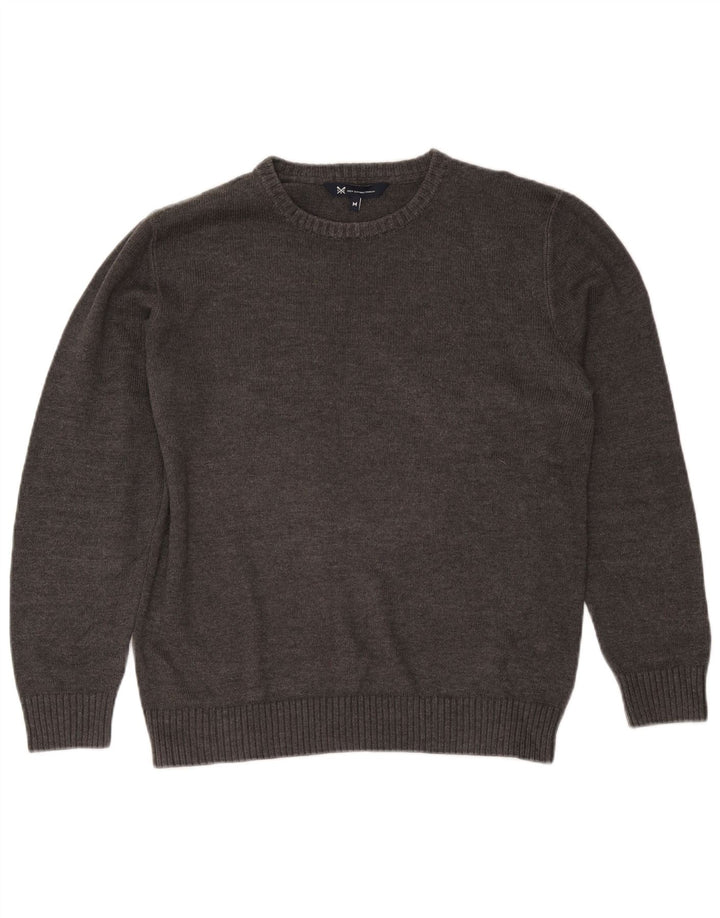 Crew Clothing Мужской джемпер с воротником из хлопка среднего серого цвета