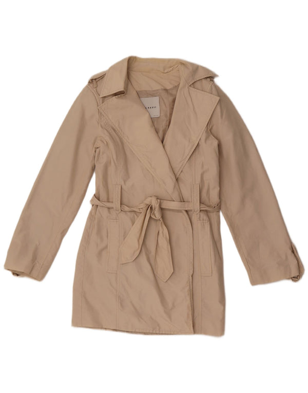 Женский короткий тренч Zara UK 10, маленький размер, бежевый хлопок