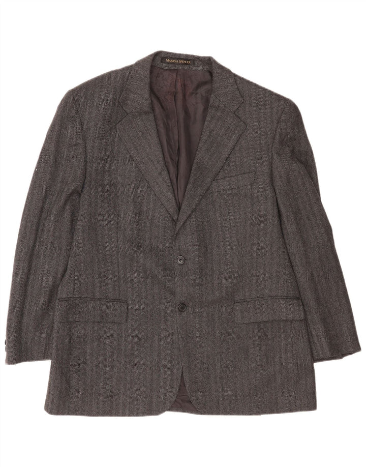 Мужской пиджак на двух пуговицах Marks & Spencer UK 44 XL, серая шерстяная полоска в тонкую полоску