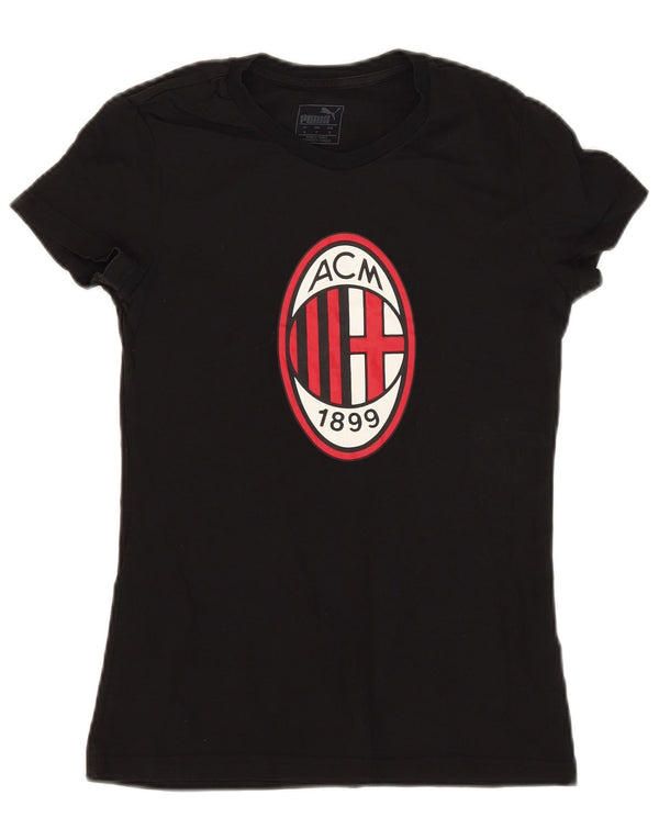 Женская футболка с рисунком PUMA AC Milan Top UK 10, маленькая, черный хлопок