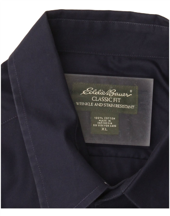 Мужская рубашка классического кроя EDDIE BAUER XL, темно-синяя, хлопок