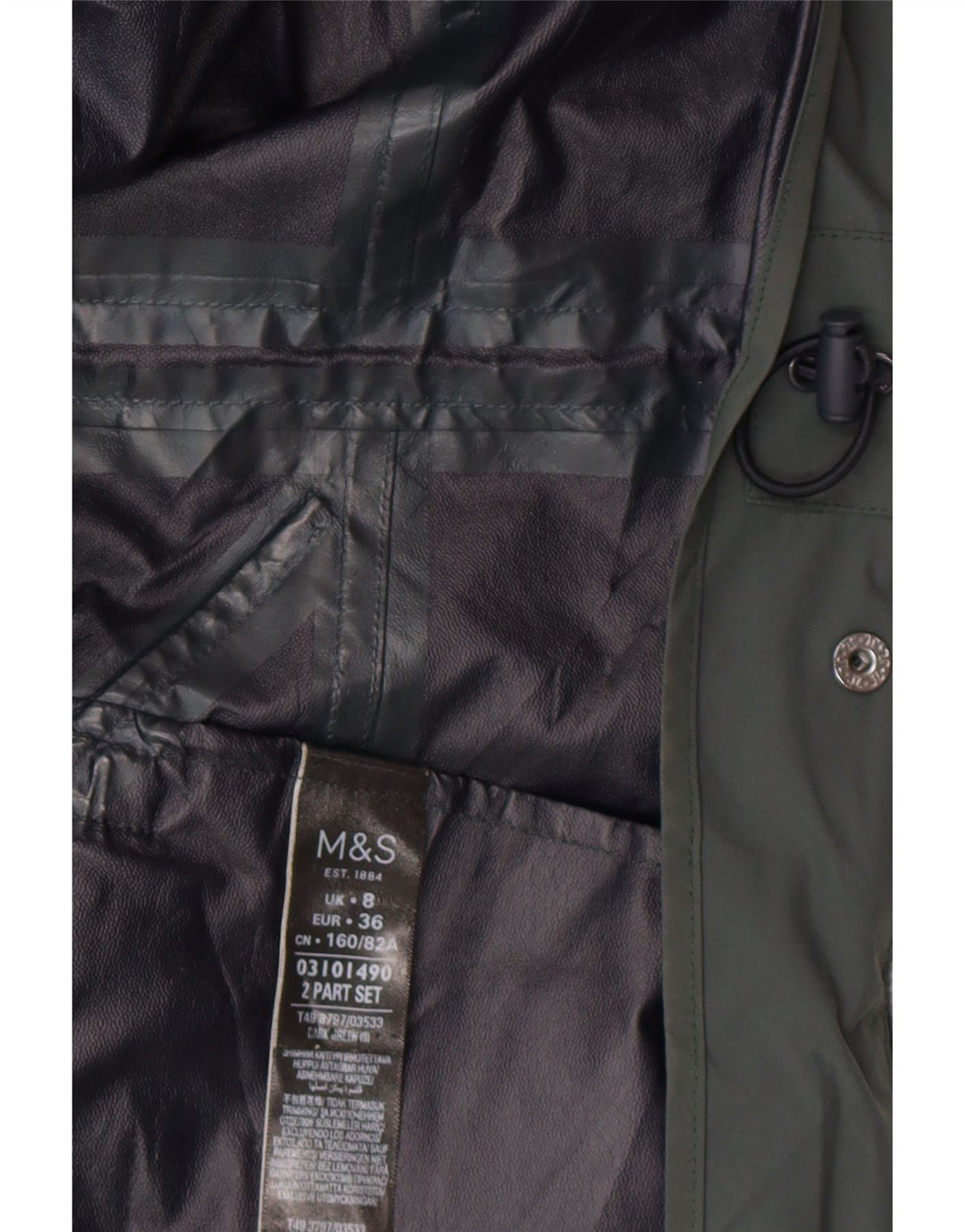 Женская парка MARKS & SPENCER с капюшоном UK 8, маленькая, зеленая, полиамид