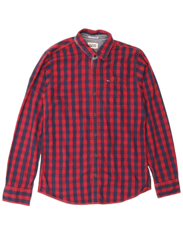 Tommy Hilfiger Мужская рубашка стандартного кроя, маленькая красная клетка, хлопковая