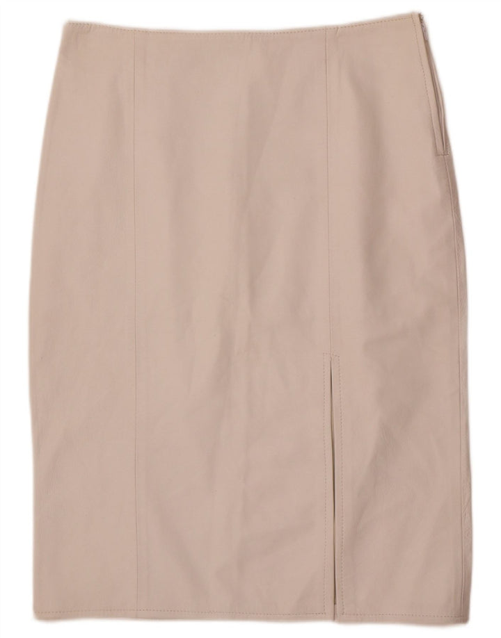 Винтажная женская кожаная юбка IT 48 XL W32 Белая